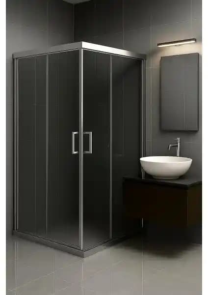 Durul Duşakabin Füme Temper Cam Kare Krom Profil Modern ve Dayanıklı Banyo Çözümü