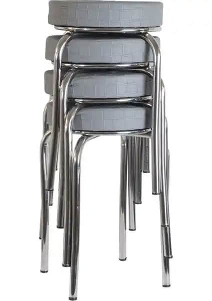 Ekip Metal Gri Deri Tabure: Modern ve Dayanıklı Oturma Çözümü