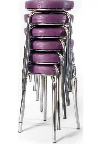 Ekip Shop 6'lı Mor Mutfak Sandalyesi Seti Modern Endüstriyel Tasarım ve Dayanıklılık