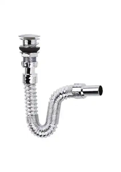 Elallar Krom Bas-Stop Lavabo Sifonu: Estetik ve Dayanıklı Banyo Çözümü