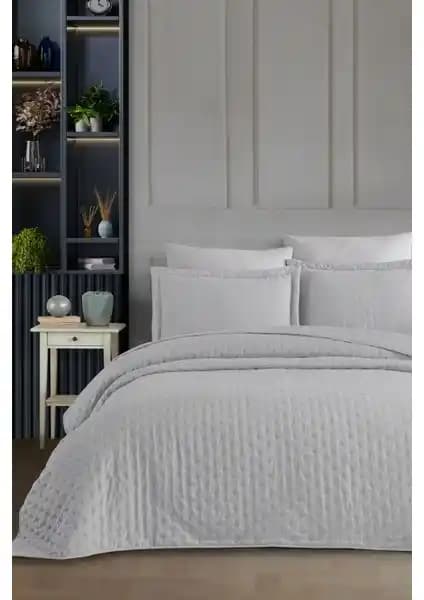 Elart Helena Gri Çift Kişilik Yatak Örtüsü 3 Parça Modern ve Şık Tasarım