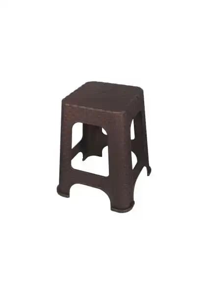 Elif Plastik Rattan Tabure Büyük Kahverengi Estetik ve Dayanıklı Oturma Çözümü