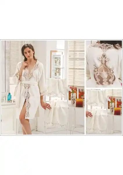 Elvira Home Bambu Havlu Fransız Dantelli Lüks Bayan Bornoz Takımı Seti İncelikleri ve Özellikleri