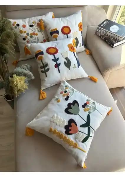 En Gözde Home Punch Nakışlı 4 Adet Kırlent Kılıfı Şıklık ve Kaliteyi Bir Arada Sunar