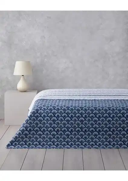 English Home Aquatic Flowers Çok Amaçlı Tek Kişilik Örtü 160x220 cm Lacivert