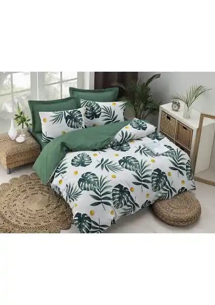 Eponj Home Monstera Desenli Çift Kişilik Nevresim Takımı 200x220 cm Hafif ve Kolay Ütülenebilir