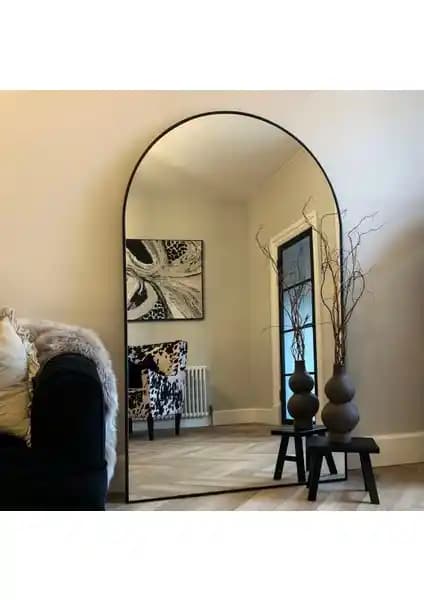 Ersan Dizayn 100x180 Siyah Metal Çerçeve Oval Ayaklı Boy Aynası