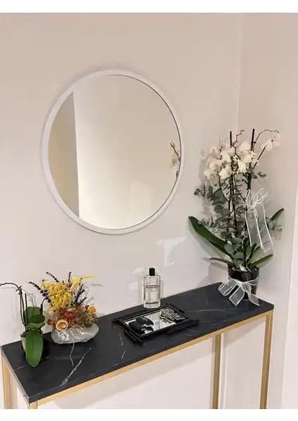 Ersan Dizayn Beyaz Dekoratif Yuvarlak Ayna 50 cm ile Şık ve Fonksiyonel İç Mekan Dekorasyonu
