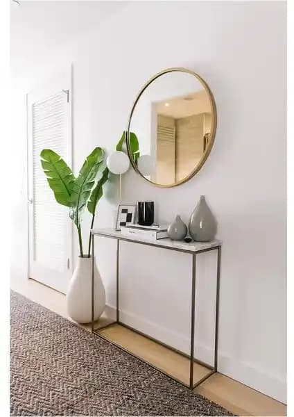 Ersan Dizayn Metal Çerçeveli Gold Yuvarlak Ayna – Modern ve Şık Dekorasyon İçin İdeal