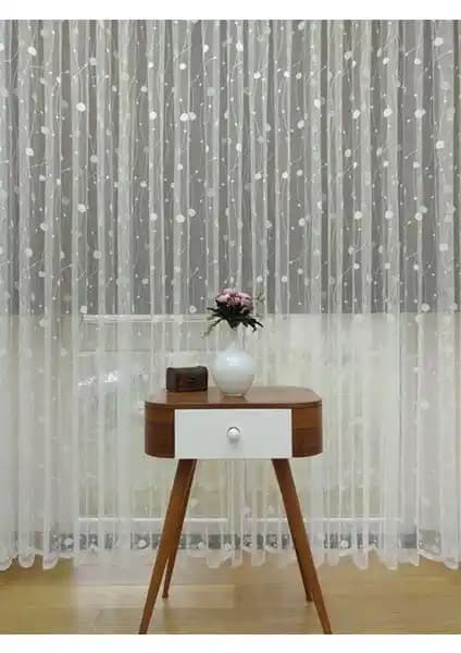 Esse Home Spor Puantiyeli Desen Fransız Dantel Tül Perde: Şık ve Dayanıklı Ev Dekorasyonu Seçeneği