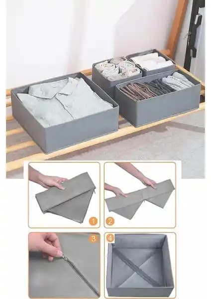 Esti 4'lü Çekmece Düzenleyici Kutu Seti Antrasit ile Şık ve Fonksiyonel Depolama