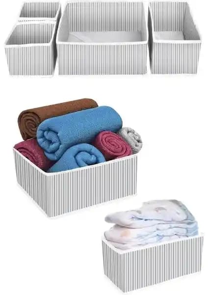 Esti 4'lü Çekmece Düzenleyici Kutu Seti Gri Modern ve Çok Yönlü Saklama Çözümü