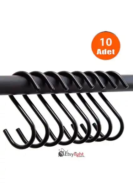 Etsylight 3x75 Siyah Metal Kanca Dayanıklı ve Çok Amaçlı Kullanım İçin Uygun