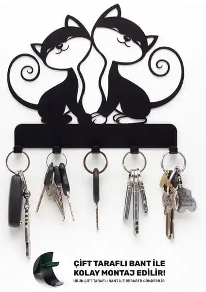 Evay Metal Dekoratif Kedi Desenli Anahtarlık Askısı: Şık ve Dayanıklı Ev Dekorasyonu Ürünü