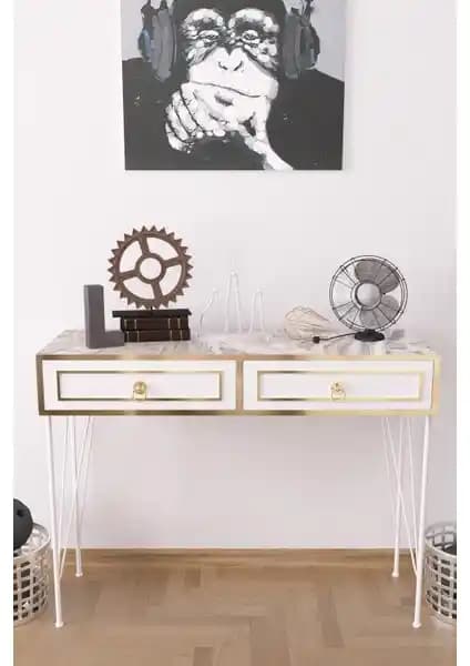 EVDEMO Ardeno London Lüx Dresuar Beyaz Mermer - Modern ve Şık Tasarım, Sağlıklı Malzeme