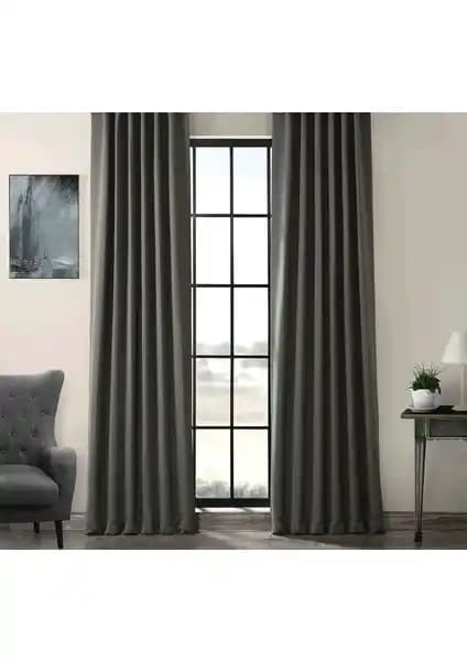 Evdepo Karartma Blackout Perde 80x240 cm Antrasit Pilesiz Kolay Kurulum