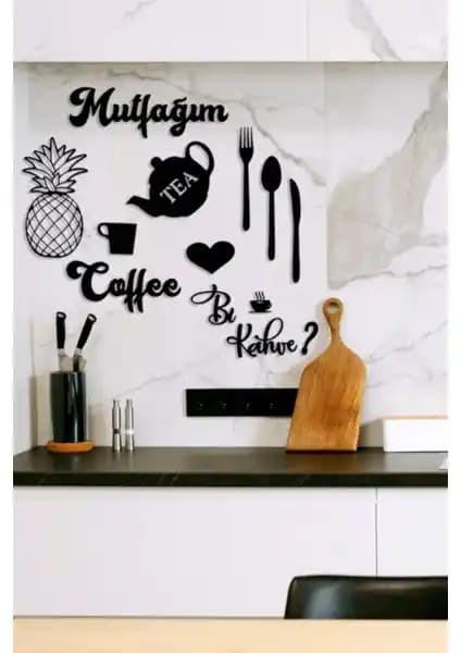 Evdeucuz Mutfağım Ananas Mutfak Konsepti Ahşap Duvar Dekoru ile Modern ve Şık Mutfak Tasarımı