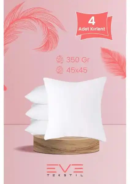 Eve Tekstil 4 Adet Silikon Elyaf Dolgulu Kare Kırlent Yastıklar Şık ve Pratik Kullanım