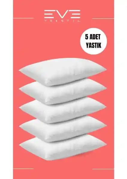 Eve Tekstil 5'li Mikro Silikon Elyaf Nonwoven Yastık Seti Konfor ve Hijyen İçin Uygun