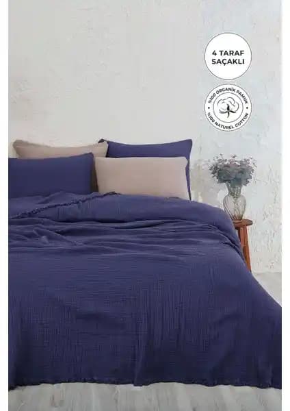 Evlen Home Collection %100 Pamuk Müslin Yatak Örtüsü Modern ve Sağlıklı Tasarım