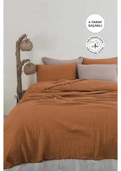 Evlen Home Collection %100 Pamuk Müslin Yatak Örtüsü Şıklık ve Konfor Sunar