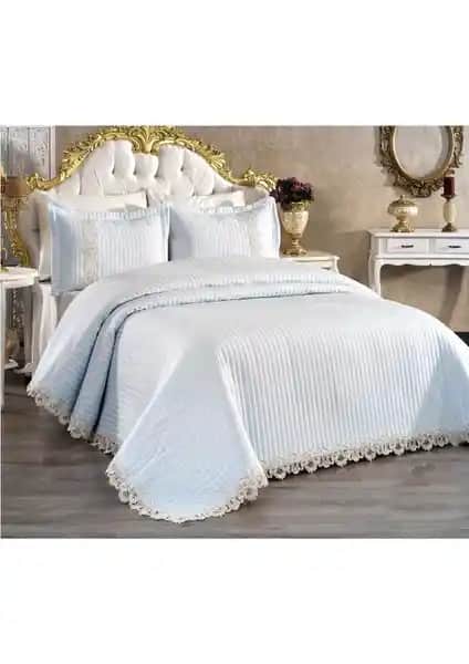Evlen Home Collection Kapitone Mihrimah Dantelli Çift Kişilik Yatak Örtüsü Modern ve Şık Tasarım