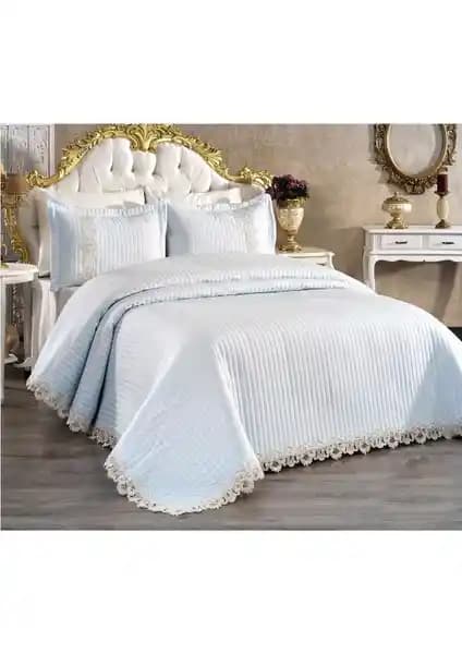 Evlen Home Collection Kapitone Mihrimah Dantelli Çift Kişilik Yatak Örtüsü Modern ve Şık Tasarım