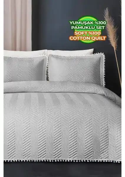 Evlen Home Collection Kapitone Ponponlu Pamuk Tek Kişilik Yatak Örtüsü Takımı: Şıklık ve Konforun Birleşimi