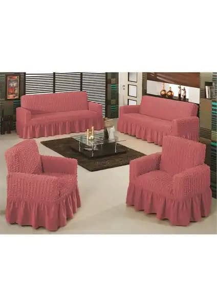 Evory Home Bürümcük Maxi Koltuk Örtüsü Takımı Gül Kurusu Modern ve Pratik Tasarım