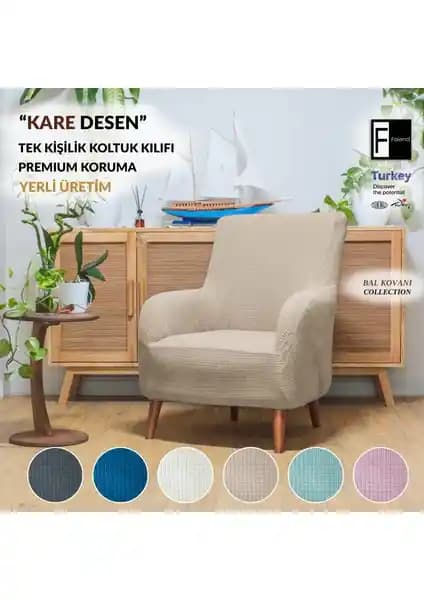 Faiend Vizon Likrali Esnek Tek Kişilik Koltuk Örtüsü Modern ve Pratik Tasarım