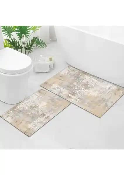 Faiend Yıkanabilir Dijital Baskılı Banyo Paspası Seti Kaymaz Taban ve Kolay Temizlenebilir Özelliklerle