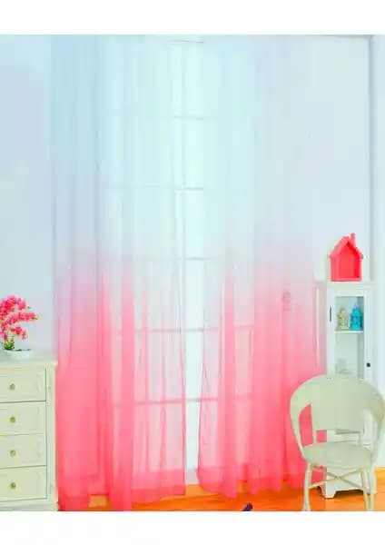 Farbateks Fusya Pembe Tül Degrade Geçişli Çift Katlı Perde Yüksek Kalite ve Şıklık