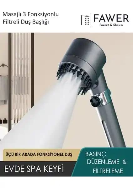 FAWER Çok Fonksiyonlu Duş Başlığı Yüksek Basınç ve Filtreli Su Kalitesi Sağlar