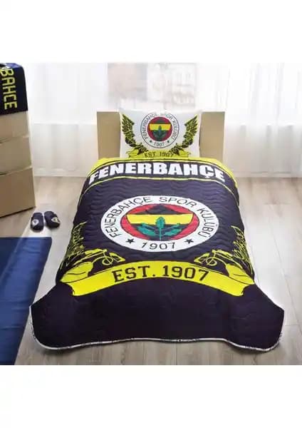 Fenerbahçe Logo Tek Kişilik Yatak Örtüsü Seti Spor Tutkunları İçin Kaliteli ve Şık Tasarım