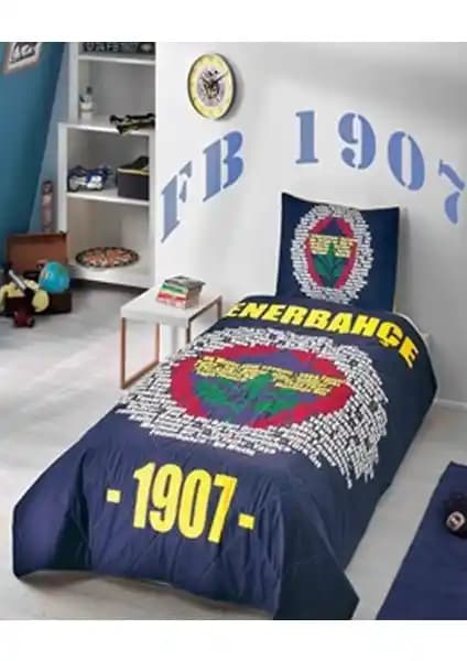 Fenerbahçe Marşlı Logo Tek Kişilik Ranforce Yatak Örtüsü - Kaliteli ve Şık Tasarım
