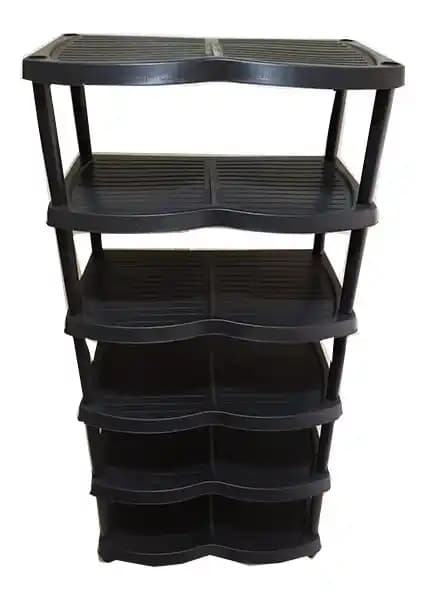 Foldhom 6 Katlı Plastik Ayakkabılık ve Terlik Rafı Siyah – Modern ve Pratik Depolama Çözümü