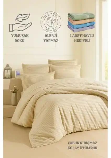 Formeya Çizgili Lastikli Tek Kişilik Nevresim Takımı Yatak Dekorasyonunda Şıklık ve Konfor