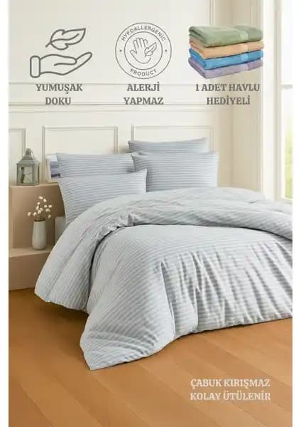 Formeya Çizgili Lastikli Tek Kişilik Nevresim Takımı Yüksek Kalite ve Estetikle Sunuluyor