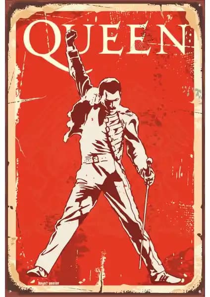 Freddie Mercury Retro Vintage Ahşap Poster Müzik ve Sanat Tutkunlarına Özel Dekoratif Parça