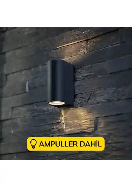 Full Reyon Çift Yönlü Dekoratif Duvar Aplik Siyah Gün Işığı Led Ampuller Dahil