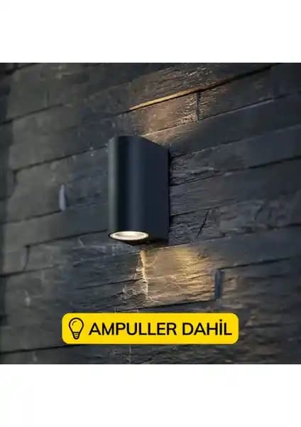 Full Reyon Çift Yönlü Dekoratif Duvar Aplik Siyah Gün Işığı Led Ampuller Dahil