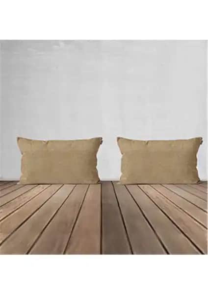 Goccia 2'li Kadife Dokulu Dikdörtgen Kırlent Kılıfı Bej Modern ve Şık Tasarım