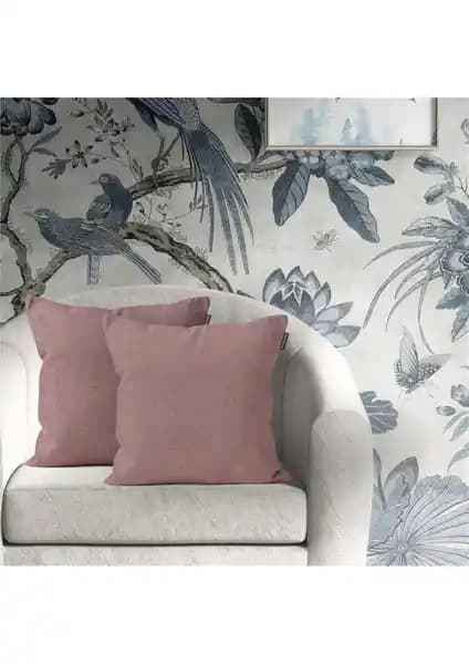 Goccia 2'li Kadife Dokulu Kırlent Kılıfı Gül Kurusu Şıklık ve Dayanıklılık Sunar