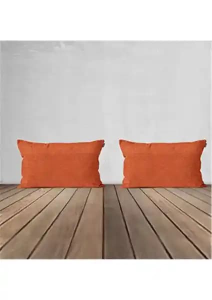 Goccia 2'li Kadife Dokulu Kırlent Kılıfı Kiremit Renk Modern ve Dayanıklı Tasarım