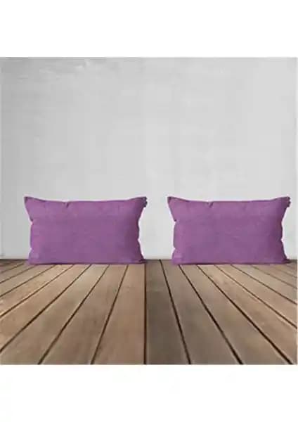 Goccia 2'li Kadife Dokulu Mor Kırlent Kılıfı Şık ve Dayanıklı Ev Dekorasyonu Seçeneği