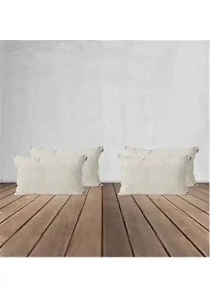 Goccia 4'lü Kadife Dokulu Kırlent Kılıfı Açık Krem Modern ve Dayanıklı Tasarım