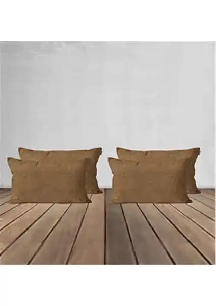 Goccia 4'lü Kadife Dokulu Kırlent Kılıfı Camel – Şık ve Dayanıklı Ev Dekorasyonu Ürünü