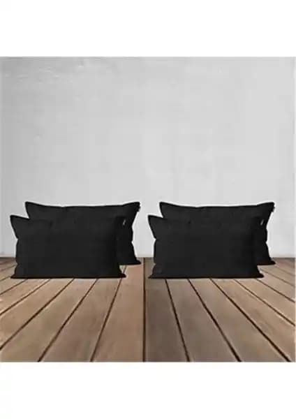 Goccia 4'lü Kadife Dokulu Siyah Kırlent Kılıfı Şıklık ve Dayanıklılık Sunar