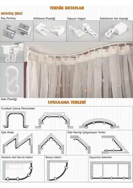 Görgün Esnek Oryantal Kıvrılıp Bükülen Perde Rayı Korniş Sistemi: Dayanıklı ve Çok Yönlü Tasarım