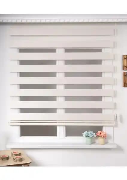 Güneş Tekstil Düz Krem Zebra Perde 110x200 cm Şık ve Kullanışlı Modern Perde Çözümü